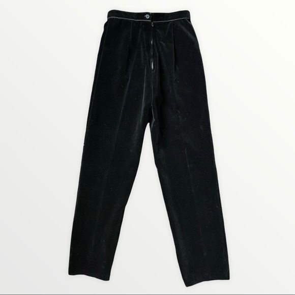 Combinations Pants - Combinations Vintage High Waisted Black Velvet Straight Leg Trouser Pants 12